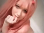 Sexy Big Boobs Cosplayer Capelli Rosa